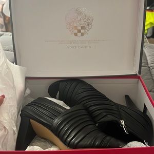 Black open toe pumps